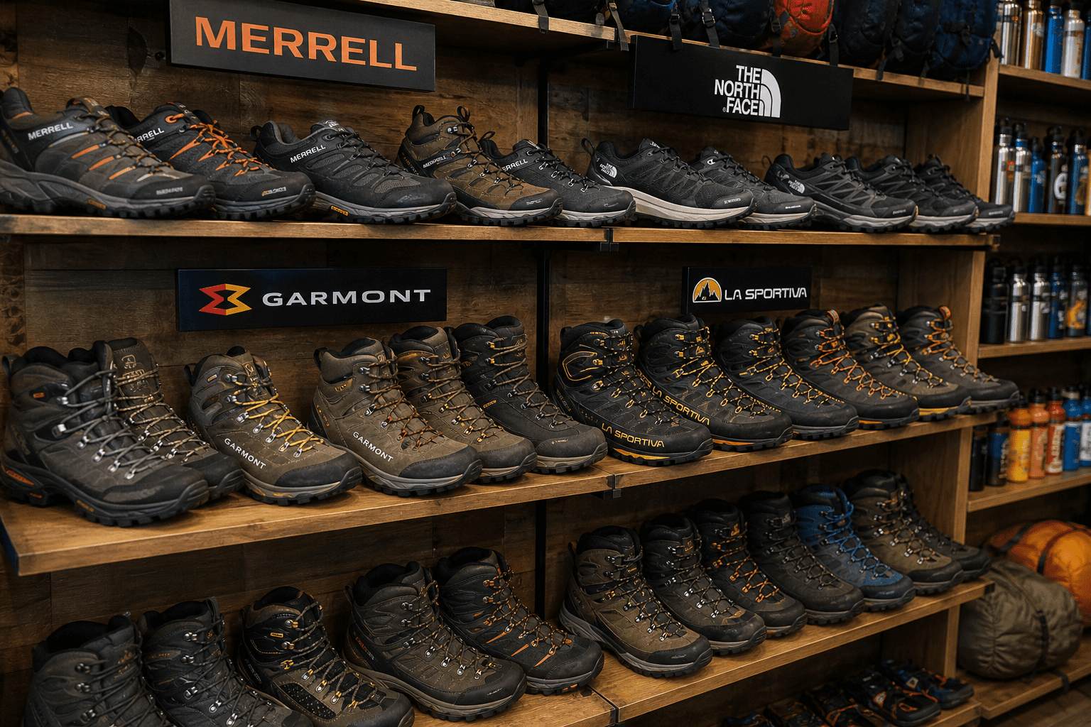 Hiking boots rental in Huaraz Peru including Merrell, Garmont and La Sportiva for trekking and mountaineering